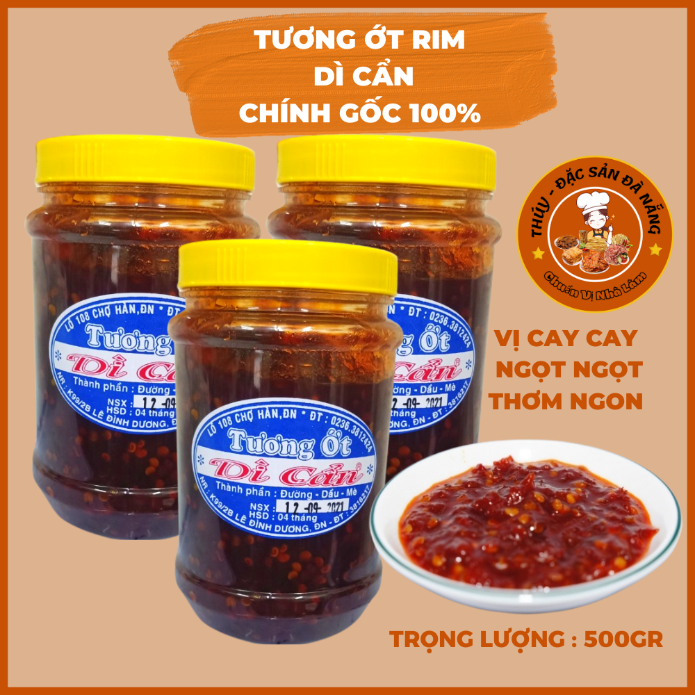 Tương Ớt Dì Cẩn Đà Nẵng 500gr chính gốc vị cay cay ngọt ngọt thơm thơm
