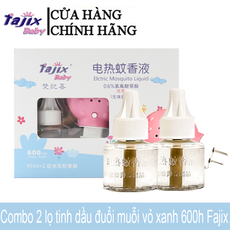 Fajix Combo 2 lọ tinh dầu đuổi muỗi vỏ xanh 600h Fajix TINH DẦU ĐUỔI MUỖI HACKER HIỆU QUẢ KHÔNG ĐỘC HẠI VÀ AN TOÀN CHO SỨC KHỎE