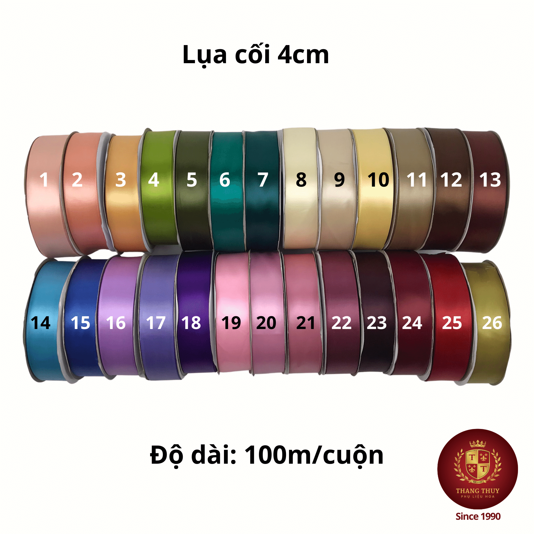 Ruy băng nơ lụa cối 4cm đài loan