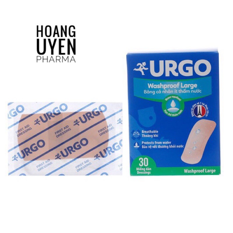 Băng cá nhân chống thấm nước Urgo Waterproof - Bản lớn 30 miếng