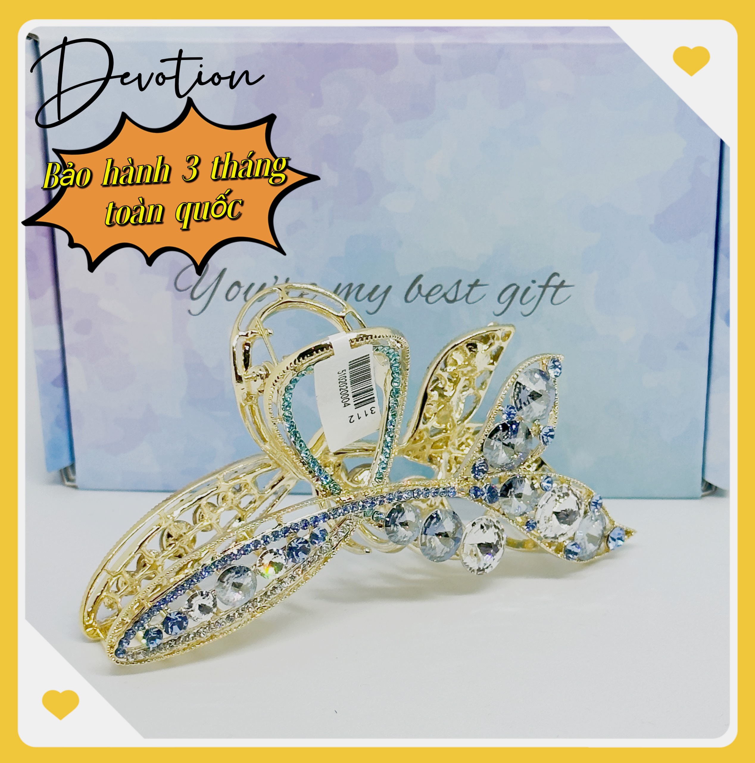Kẹp đuôi cá đính đá pha lê swarovski mạ vàng k14 cao cấp sang trọng siêu lấp lánh.