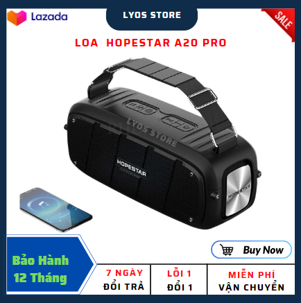 Loa bluetooth karaoke hopestar a20 - loa siêu bass, màng rung cộng hưởng - tặng kèm 1 micro không dây - công suất 55w, bluetooth 4.2 - tính năng tws - chống nước ipx6 - nghe nhạc âm thanh boombox cực mạnh