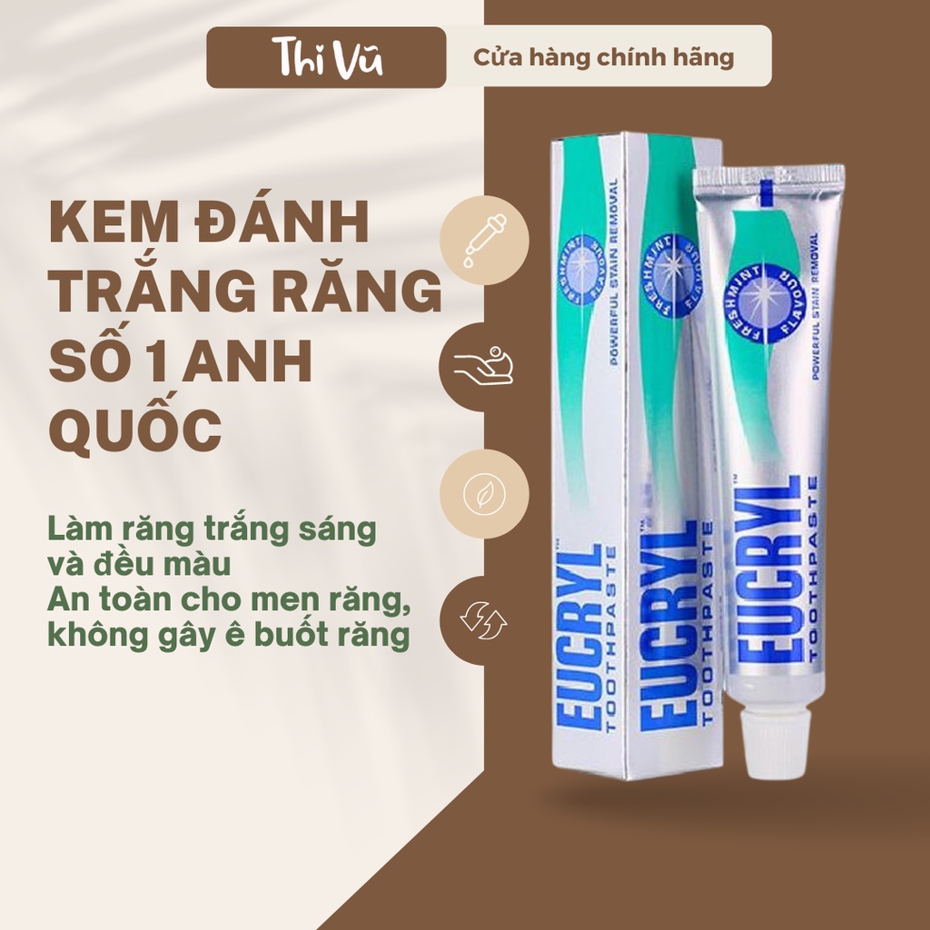 Kem đánh răng bạc hà tẩy trắng Eucryl Freshmint Toothpaste 62g - Thi Vũ