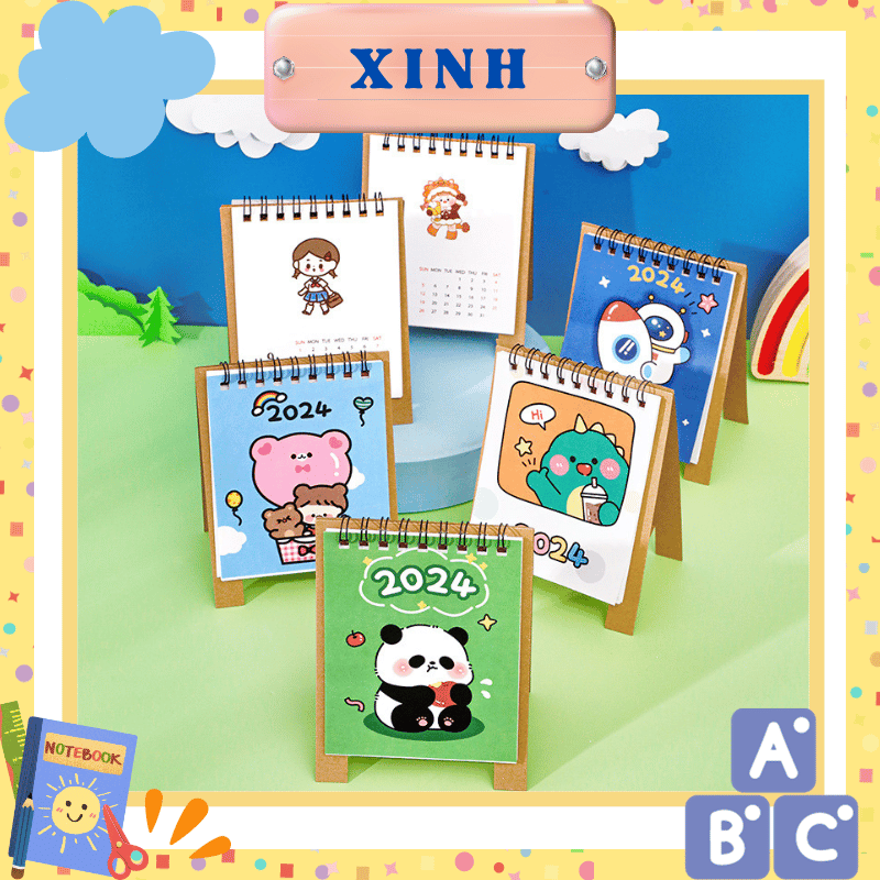 Lịch để bàn mini 2024 mẫu dễ thương tiện lợi