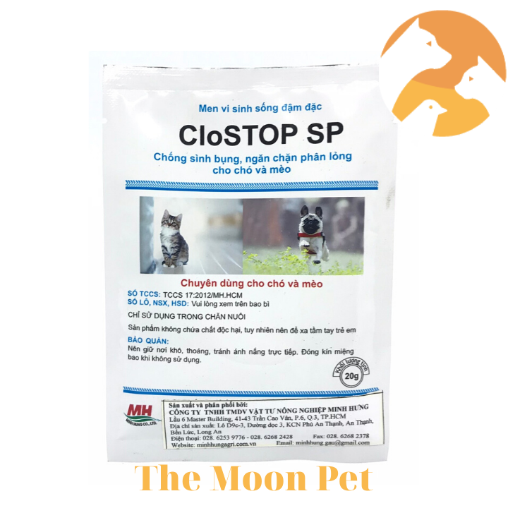 Clostop SP [20 gr] Men vi sinh sống chuyên chó mèo chống sình bụng, ngăn chặn phân lỏng