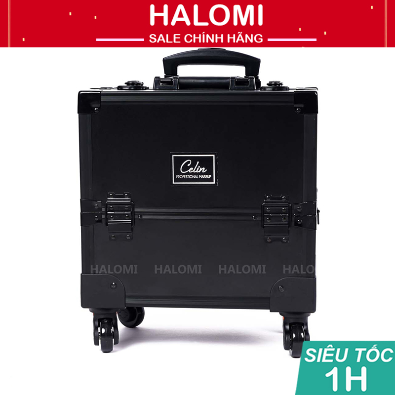 Cốp kéo Celin 4 bánh bằng nhựa cứng bọc thép siêu tiện lợi chuyên cho makeup Halomi
