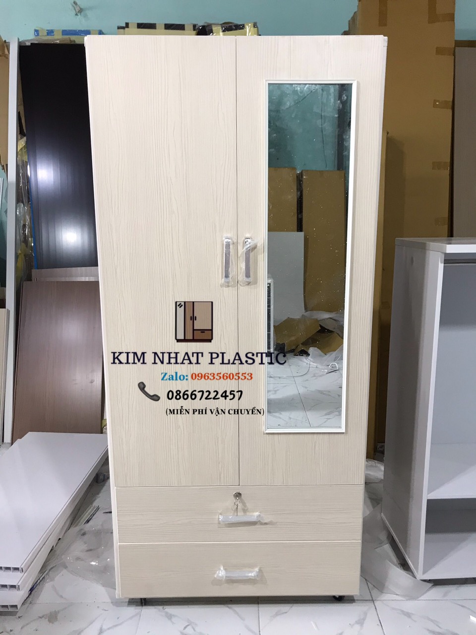 [HCM]TỦ QUẦN ÁO NHỰA ĐÀI LOAN 2 CÁNH GƯƠNG NGOÀI FREESHIP