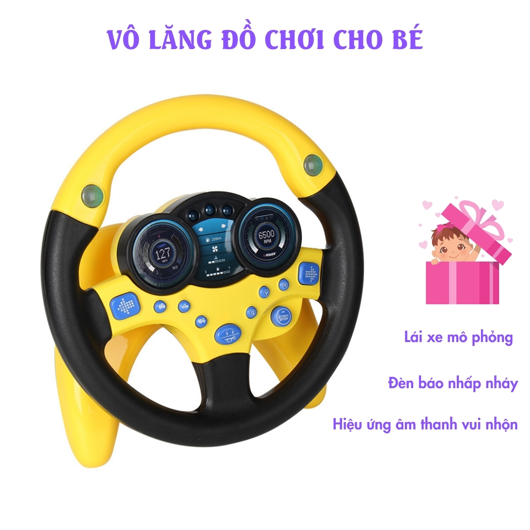 Vô lăng đồ chơi cho bé có nhạc, có đèn gắn xe ô tô, xe hơi kèm âm thanh vui nhộn cho trẻ em nhập vai