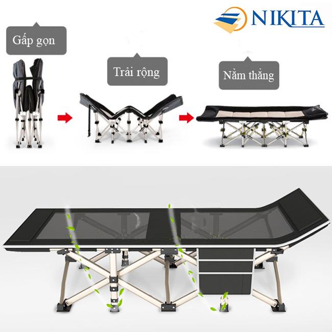 Giường gấp xếp văn phòng NIKITA NKT-TT02 giường du lich giường thư giãn Bảo hành 2 năm