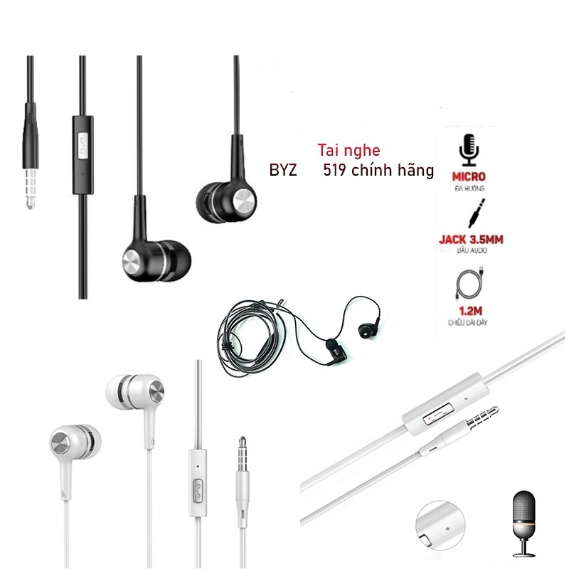 Tai nghe nhét tai byz se-519 - mic đàm thoại cực tốt có mic đàm thoại ...chân cắm 3.5 tai nghe byz - 519 - full box - âm thanh cực hay.