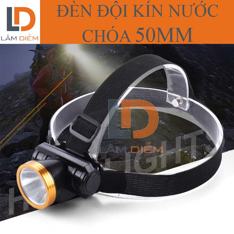 [hcm]đèn pin đội đầu siêu sáng pin sạc gọn nhẹ chóa 50mm