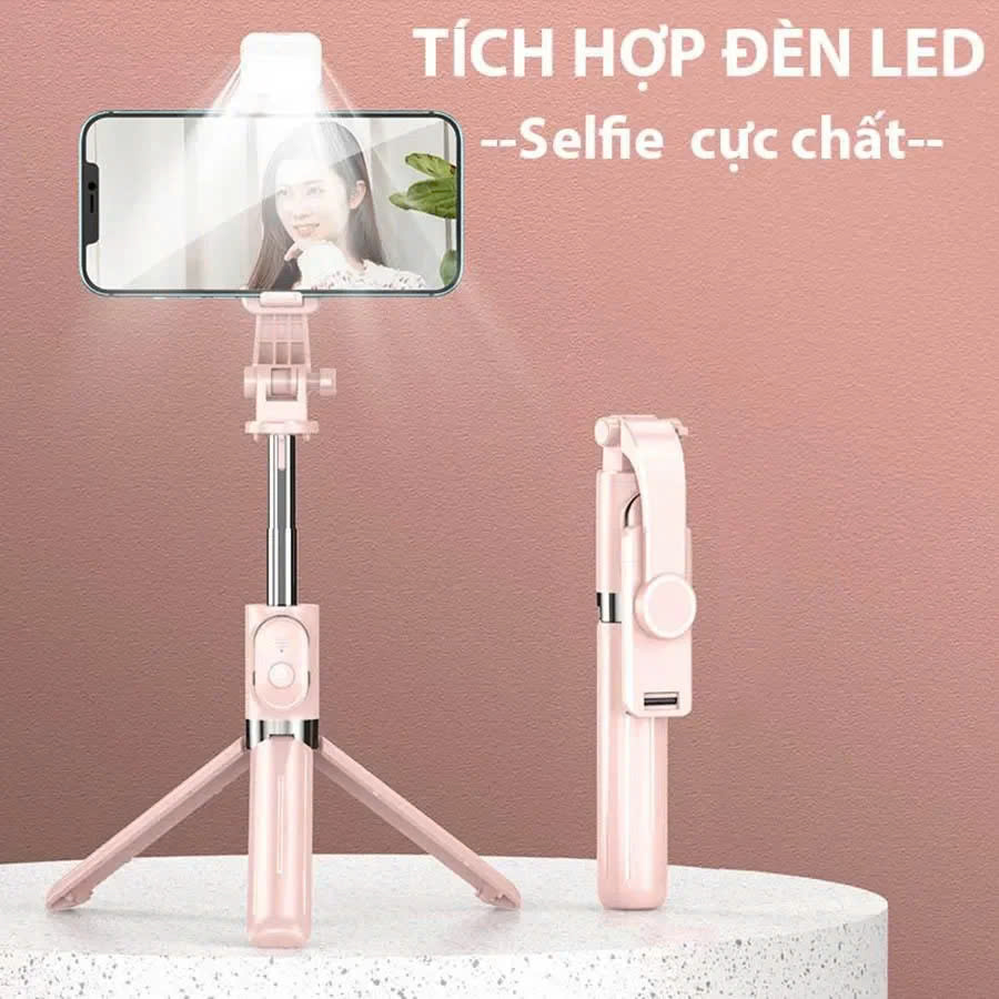 Gậy chụp ảnh có đèn led Selfie tích hợp remote bluetooth thông minh Tripod điện thoại quay video cây chụp hình xếp gọn