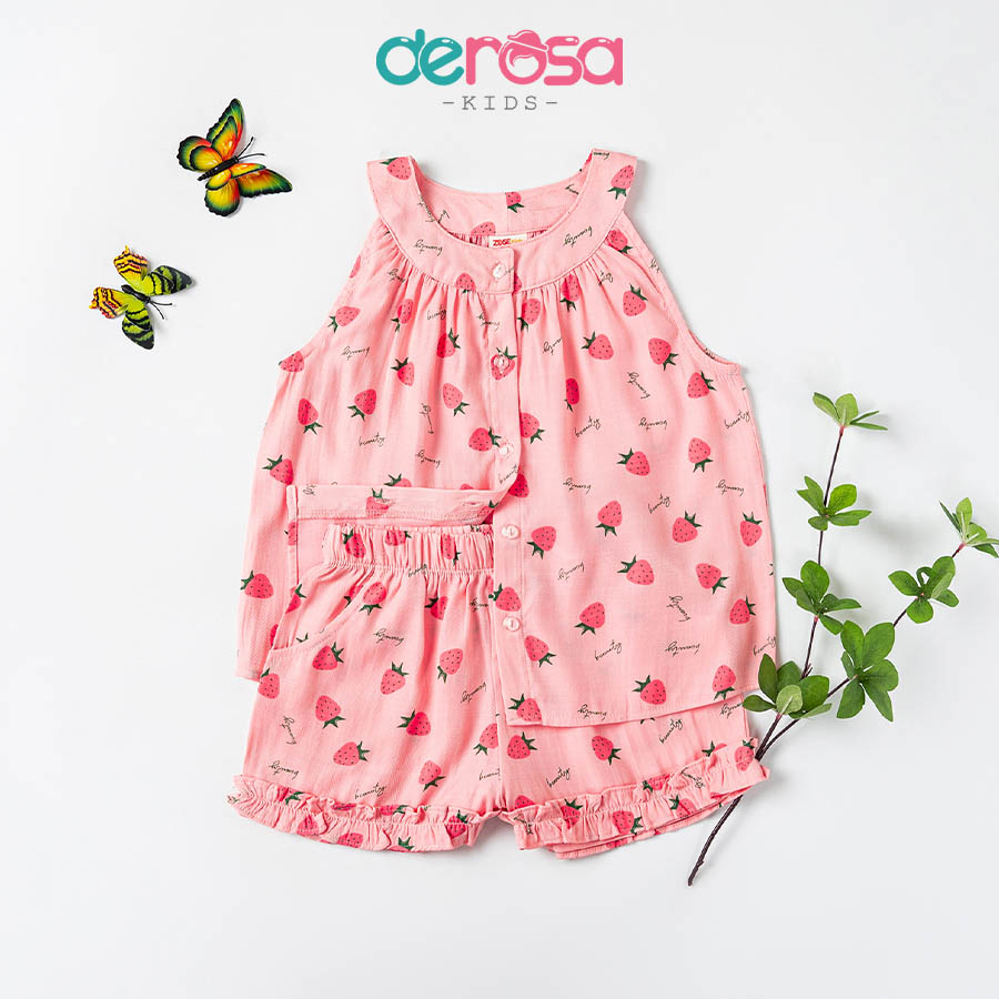 Bộ quần áo sát nách bé gái derosa kids từ 1 đến 4 tuổi askd446-822b