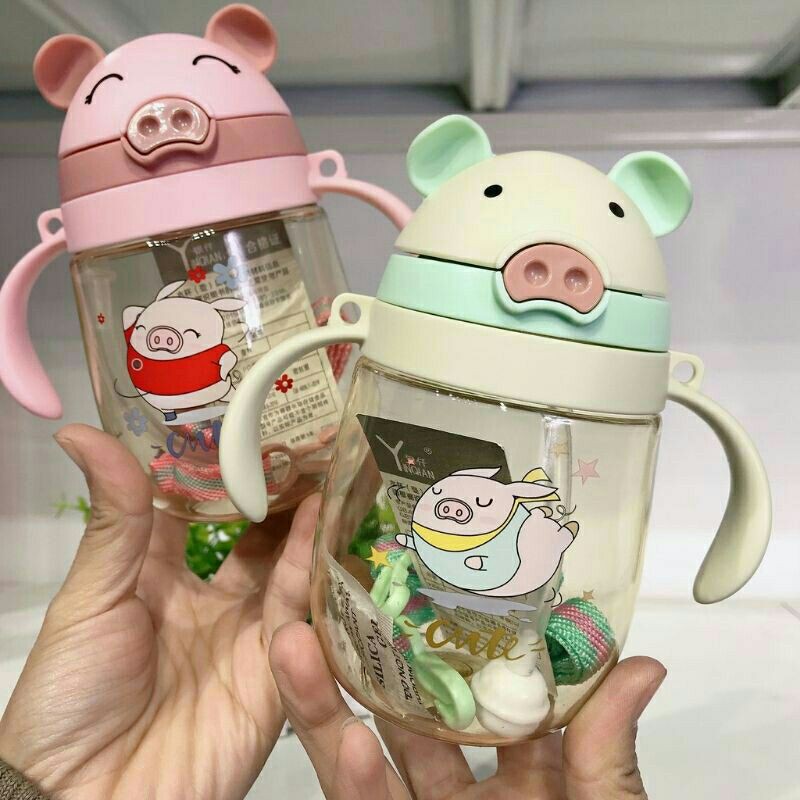 Bình tập uống nước hình con heo đang yêu cho bé 350ml