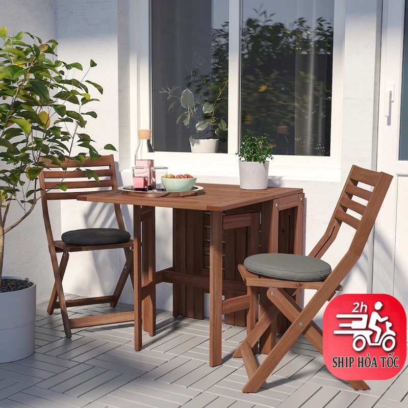 Bộ bàn ghế Bistro gỗ tự nhiên làm bàn cafe ban công sân vườn