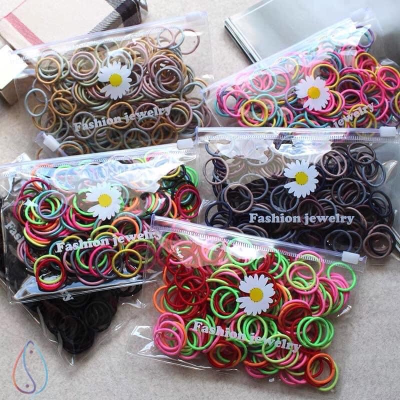 Gói 200 dây chun buộc tóc túi zip