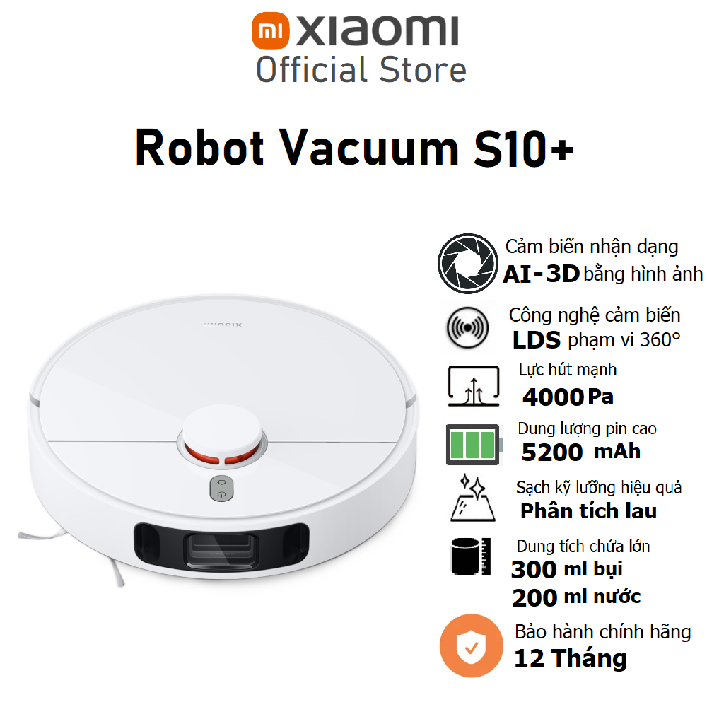Robot hút bụi lau nhà xiaomi robot vacuum s10 plus eu bhr6368eu, bản quốc tế - chính hãng