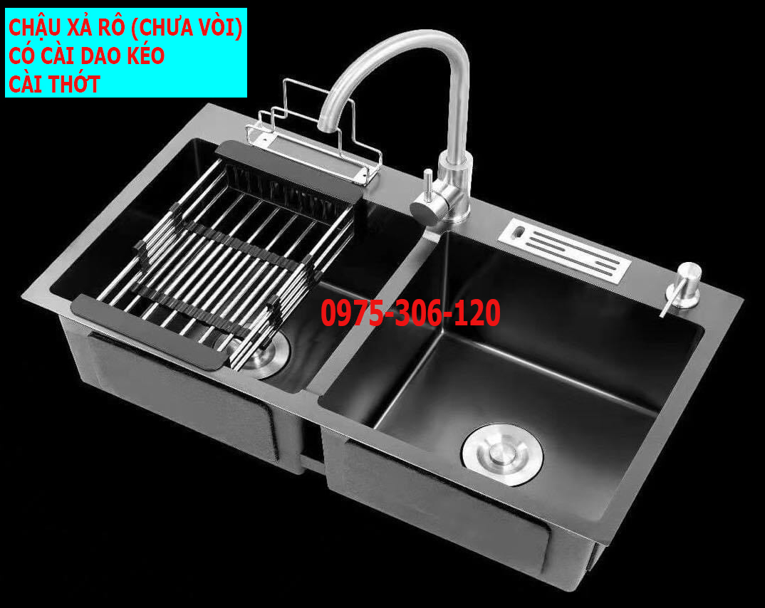 [HCM]Combo Chậu Rửa Chén Bát CAO CẤP PHỦ NANO CHỐNG TRẦY XƯỚC N36 8245 NA.GRAND CÀI DAO THỚT và Rổ Rút Đa Năng và xả chậu lớp nano phủ 5 lớp