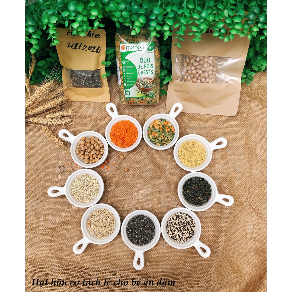 Tách lẻ: 50-100g các loại hạt hữu cơ nấu cháo cho bé ăn dặm - 100g diêm mạch marka