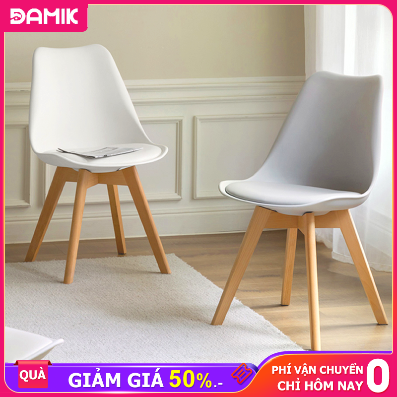 DAMIK Ghế EAMES chân gỗ sồi có đệm