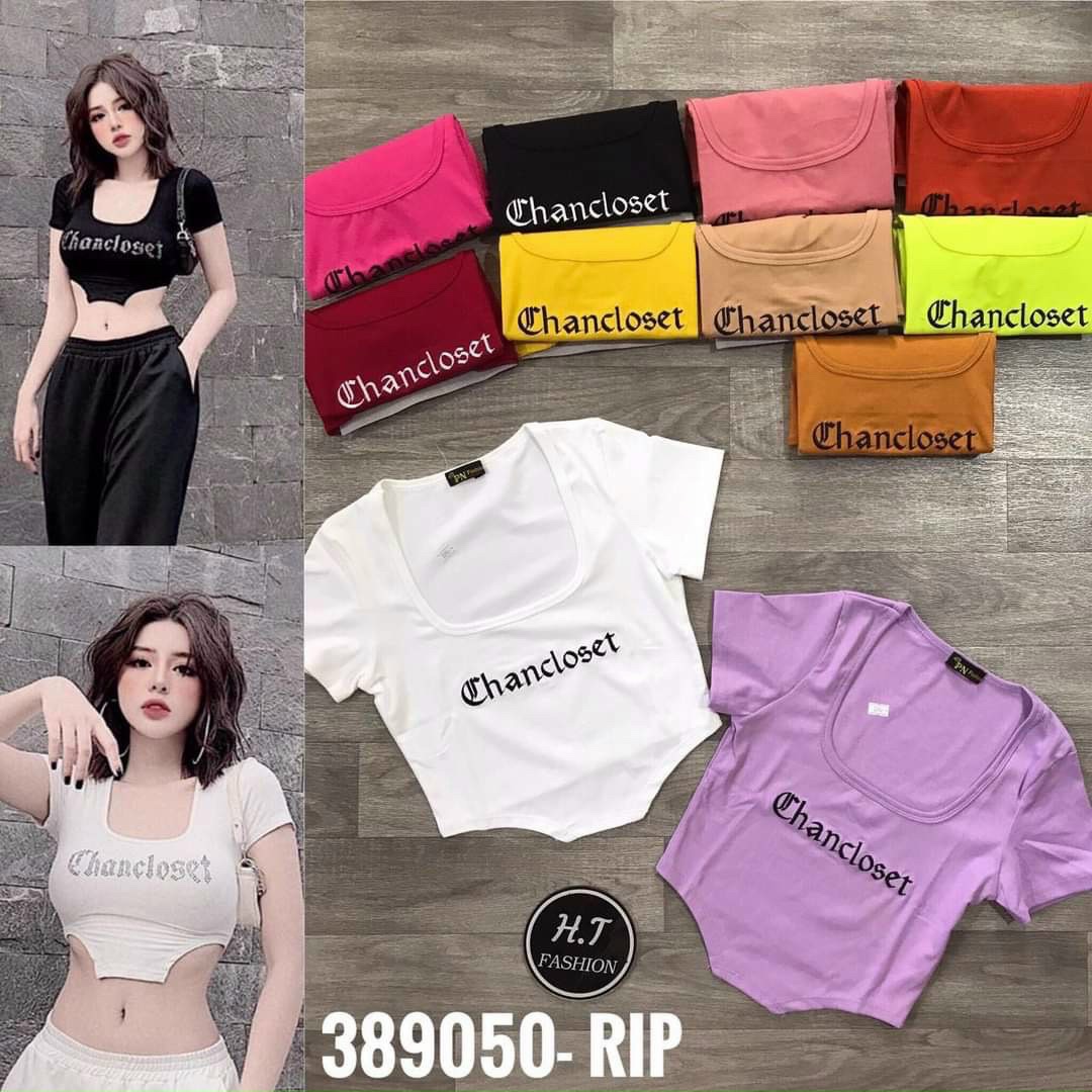 Áo Croptop Cổ Vuông Vạt Bầu, Áo Croptop Cổ Vuông In Chữ, Áo Croptop Thun Borip Cổ Vuông Cá Tính CR18