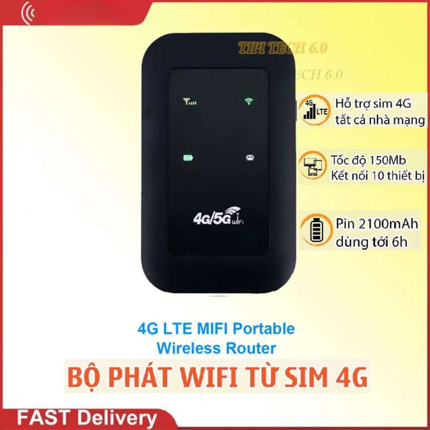 Bộ phát wifi 4g/5g lte - bộ phát wifi di động 4g/5g lte - tốc độ 150mb hỗ trợ tất cả nhà mạng, dễ dàng thay đổi tên wifi + mật khẩu theo ý muốn, pin lên đến 2100 mah, tốc đọ phát wifi cực nhanh