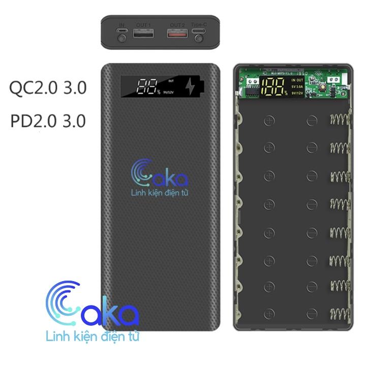 Box sạc pin dự phòng 8 pin, sạc nhanh qc3.0 2.0