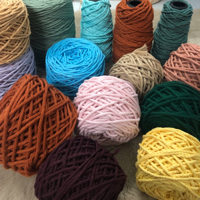 Bó 10 mét dây thừng cotton mềm làm handmade macrame decor chai lọ thủy tinh nhựa