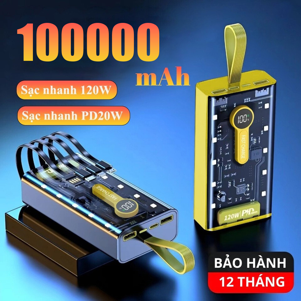 Backup Charger 100000Mah Fast Charging Port 120W Pd20W with 4 Charging Cables Led Screen 12 Month Warranty - 3