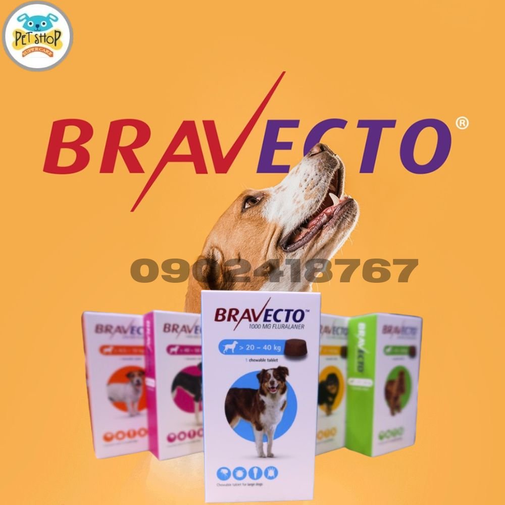 [Hoàn tiền 10%] [CÓ HỎA TỐC] Bravecto Viêm Da Ghẻ Demodex Ve Rận Chó 20-40Kg Mẫu Mới )