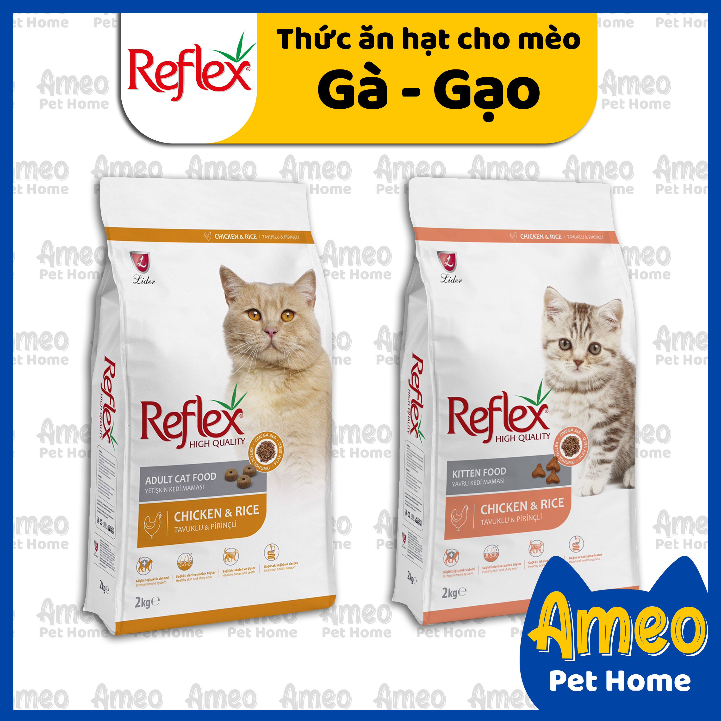 Reflex thức ăn cho mèo, reflex gà gạo cá hồi, Hạt Reflex Adult Chicken And Rice