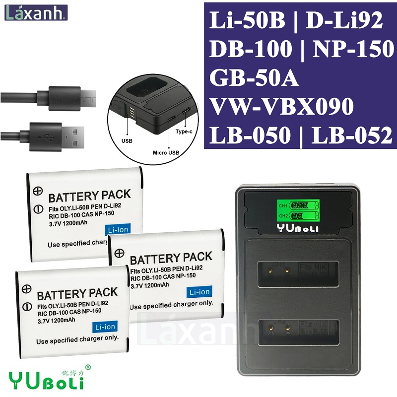Li-50b d-li92 db-100 np-150 ricoh và olympus | pin sạc máy ảnh olympus li-50c ricoh db-100 pentax d-bc92 k-bc92 li50b dli92 db100 np150 li50 li50c