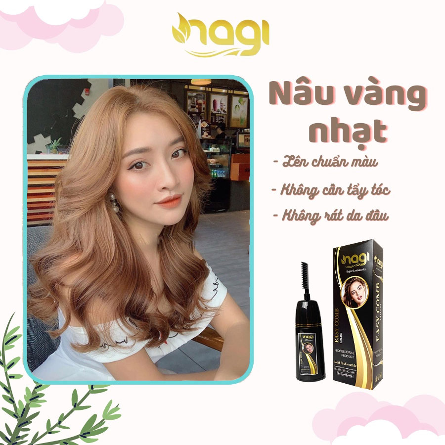 Cùng khám phá sức hút của dầu gội nhuộm tóc màu nâu vàng nhạt Nagi bằng hình ảnh chất lượng cao. Với công thức đặc biệt không chỉ giúp tóc bạn trở nên bóng mượt, màu sắc cũng được nuôi dưỡng và giữ độ bền lâu dài.