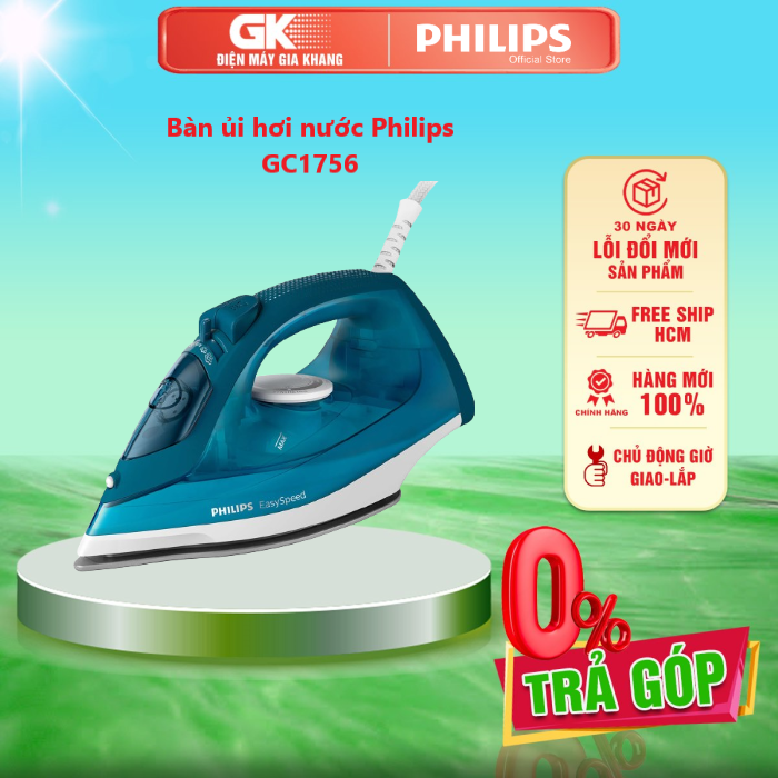 Bàn ủi hơi nước Philips GC1756 - GIAO TOÀN QUỐC - FREESHIP HCM