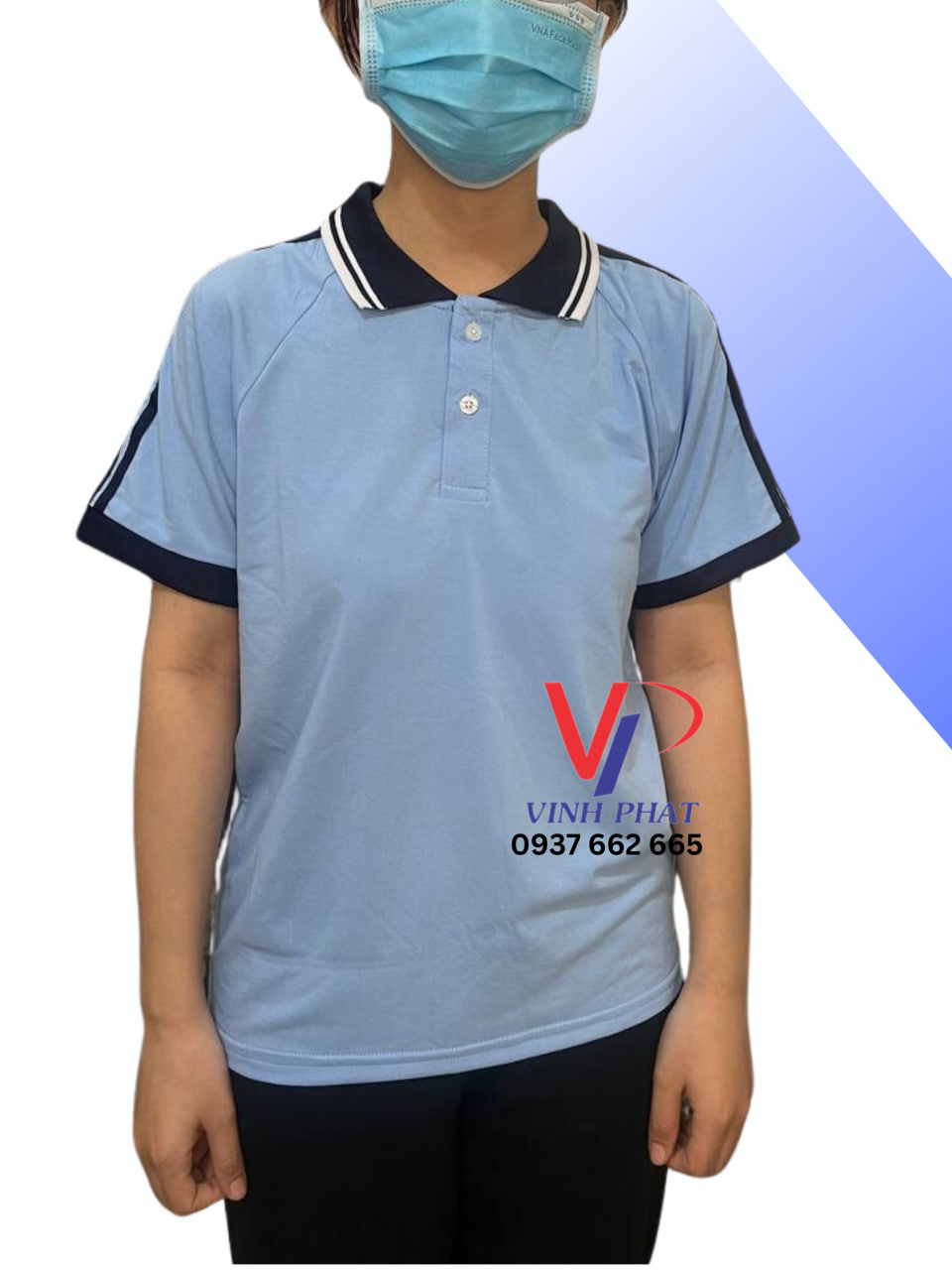 Áo thể dục xanh cô bẻ dành cho học sinh tiểu học - 3 sọc vai-hình thật