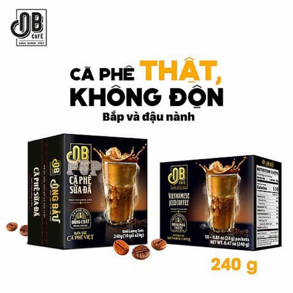 [Hộp 10 Gói 24g]Cà Phê Sữa Đá Ông Bầu, cà phê ob, ob cafe