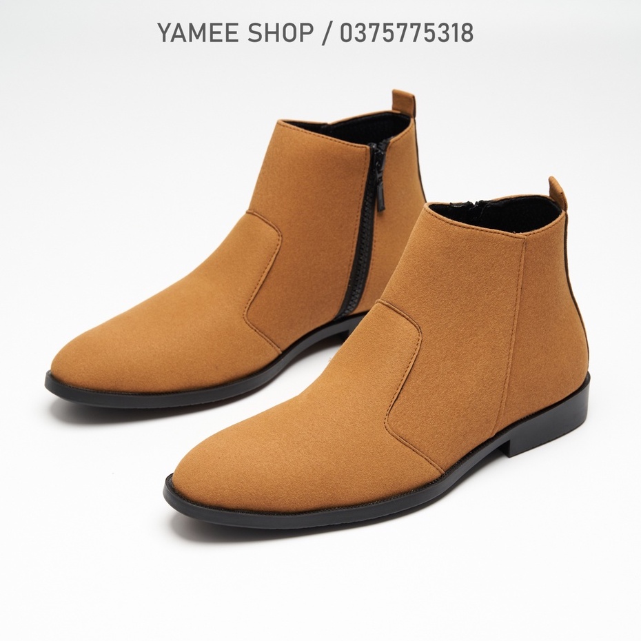 Giày chelsea boots nam da lộn, cổ lửng,khóa kéo,đế khâu.