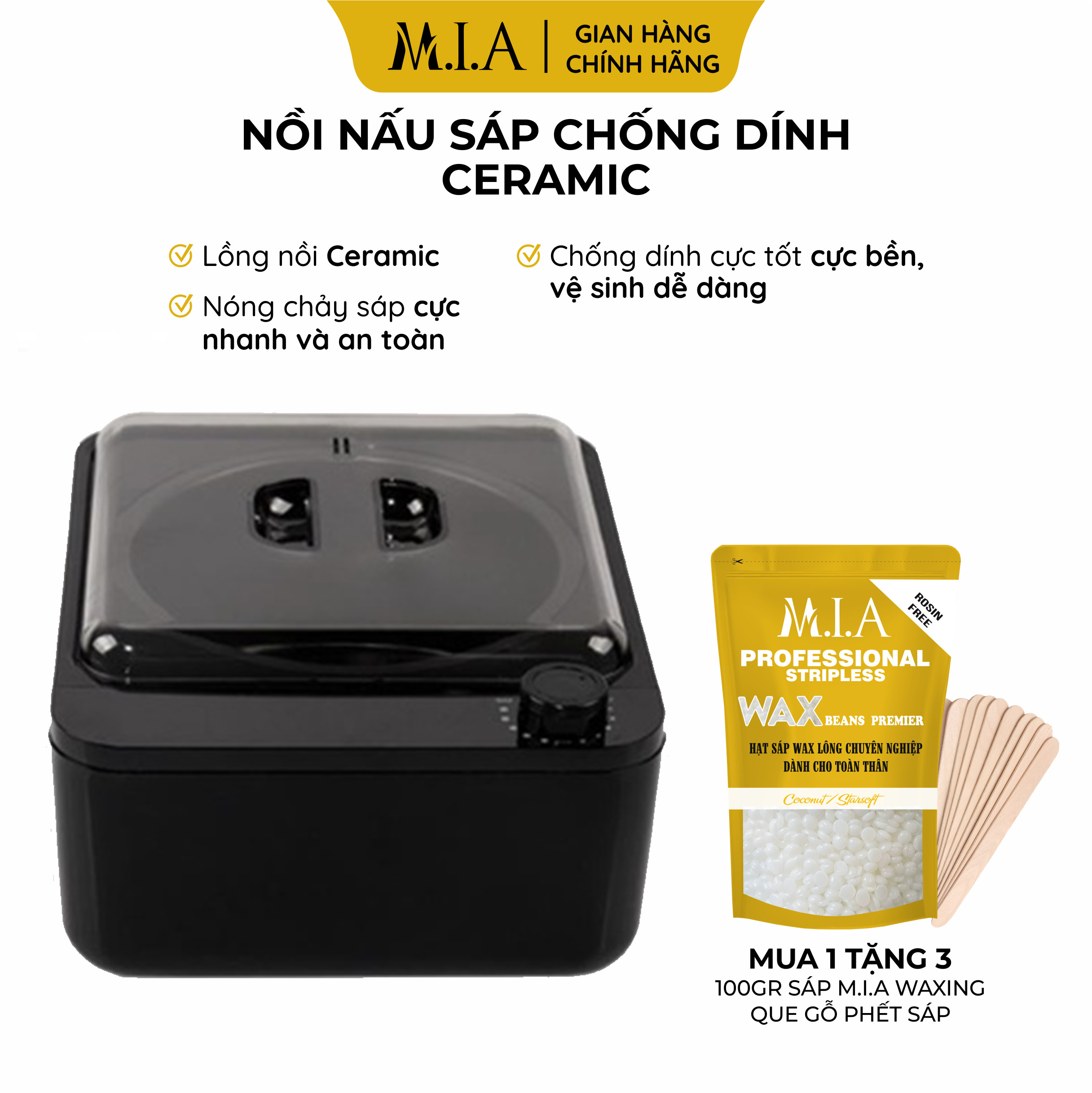 Nồi nấu sáp wax lông cao cấp ceramic chống dính, nồi đun sáp wax