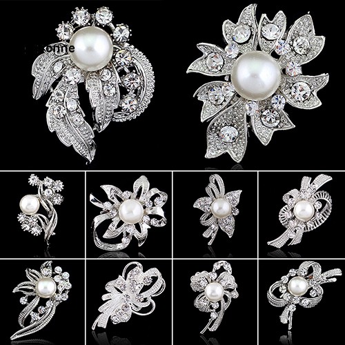 [HCM]Cài áo hình bông hoa đính đá và ngọc trai giả thanh lịch dành cho nữ