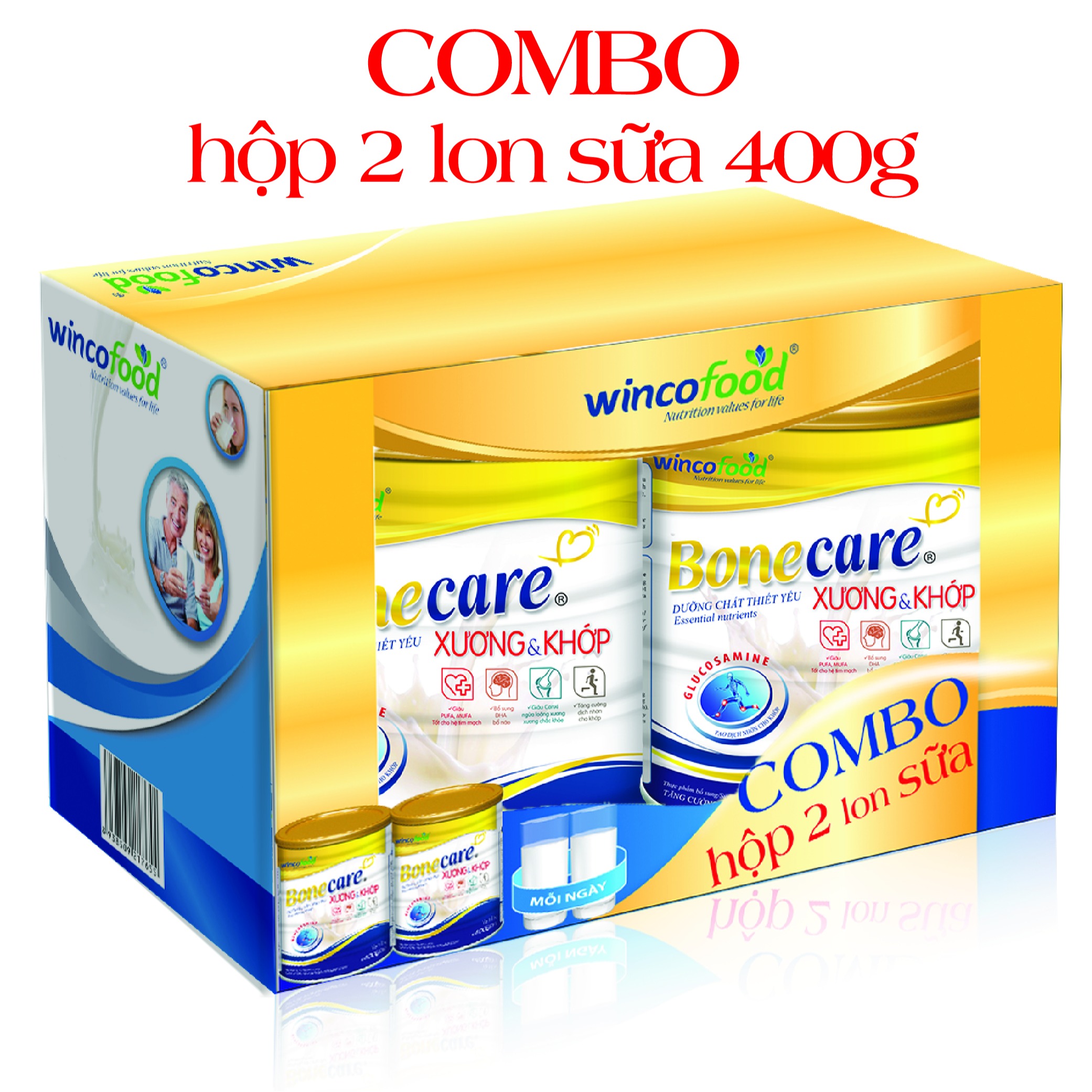 Combo 2 lon Sữa bột Wincofood  Bonecare dưỡng chất cho xương và khớp (400g/lon)