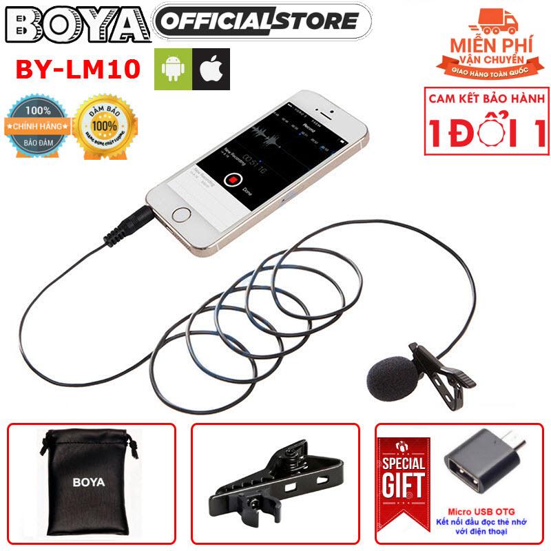 Microphone thu âm gài áo boya by-lm10 - bảo hành 12 tháng đổi mới - microphone gài áo boya by-lm10 - chuyên dùng cho iphone x 8 7 6s ipad ipod touch sumsang xiaomi redmi oneplus 6 5