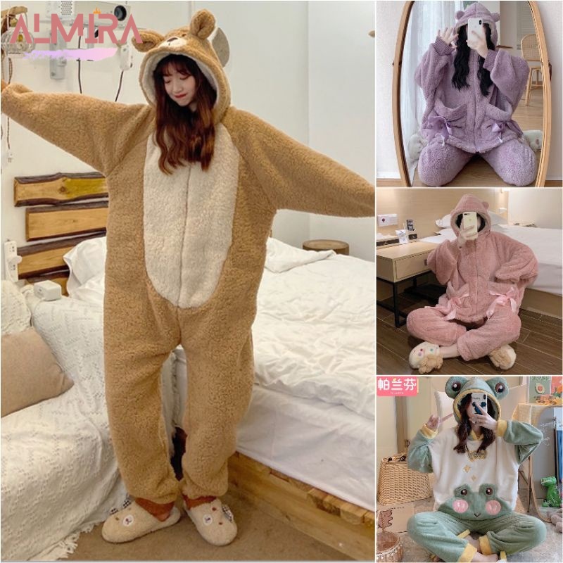 Bộ ngủ cute thú bông siêu xinh, bộ đồ mùa đông ấm áp