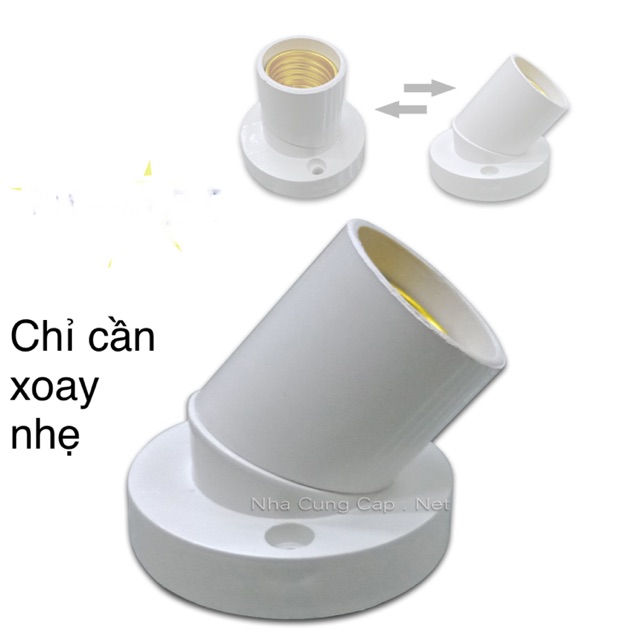Combo 3 Đuôi đèn xoáy E27 đa năng , đứng và xéo