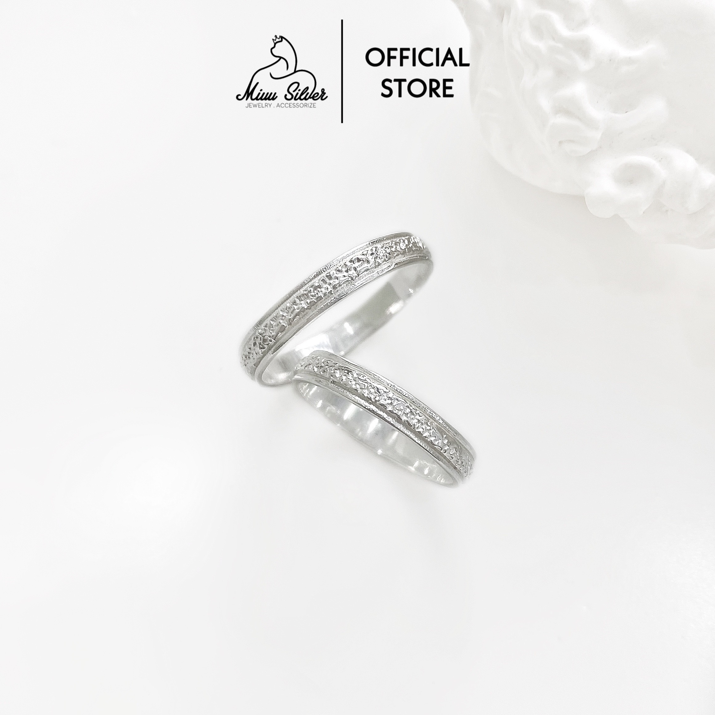 Nhẫn đôi bạc Miuu Silver, nhẫn cặp nam nữ có khắc chữ, basic Namie bạc 925 cao cấp