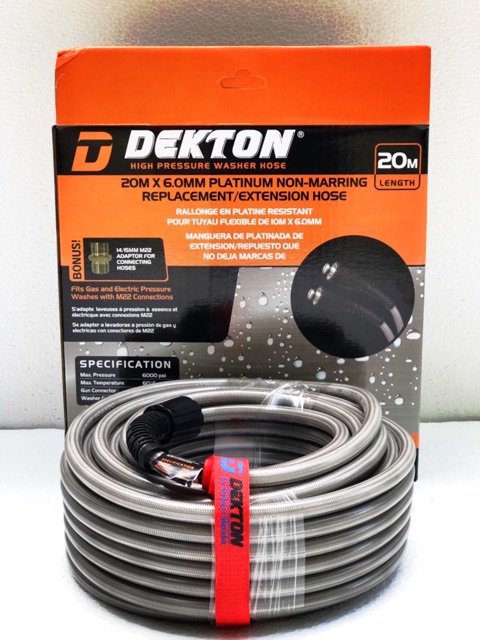 Dây máy xịt rửa Chính hãng Dekton 10m. tặng khớp nối 2 đầu dây