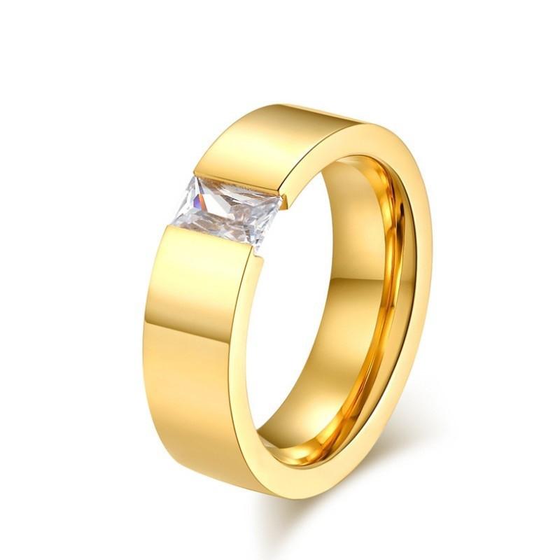 Nhẫn Nam Trơn 1 Viên Đá Titan Không Đen TT 2372