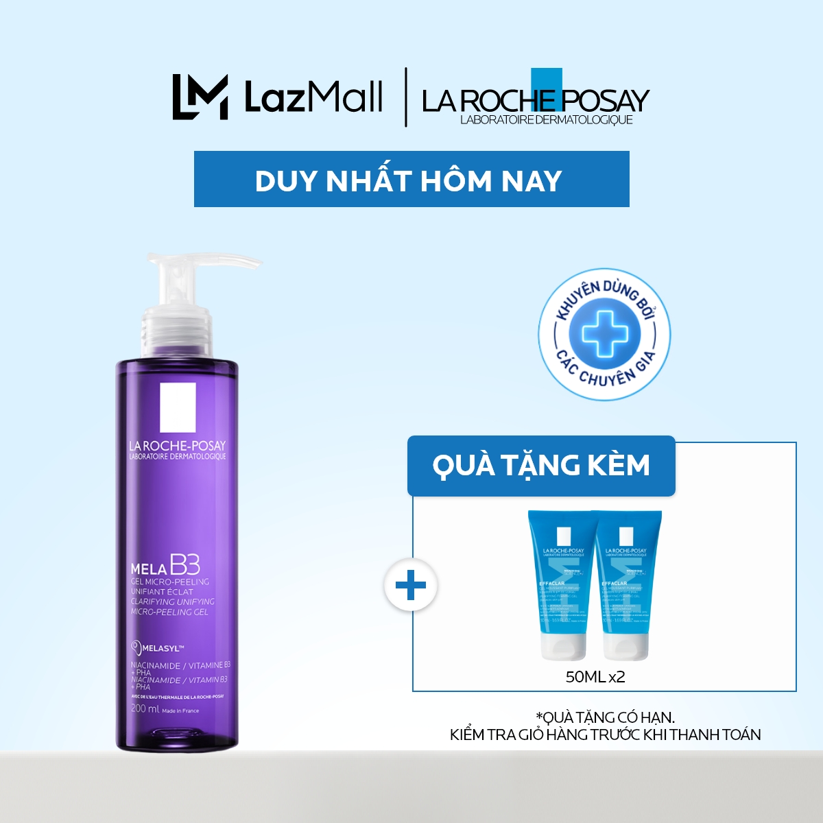 Sữa rửa mặt mờ thâm sáng da La Roche-Posay Mela B3 Clarifying Micro-Peeling Gel 200ml