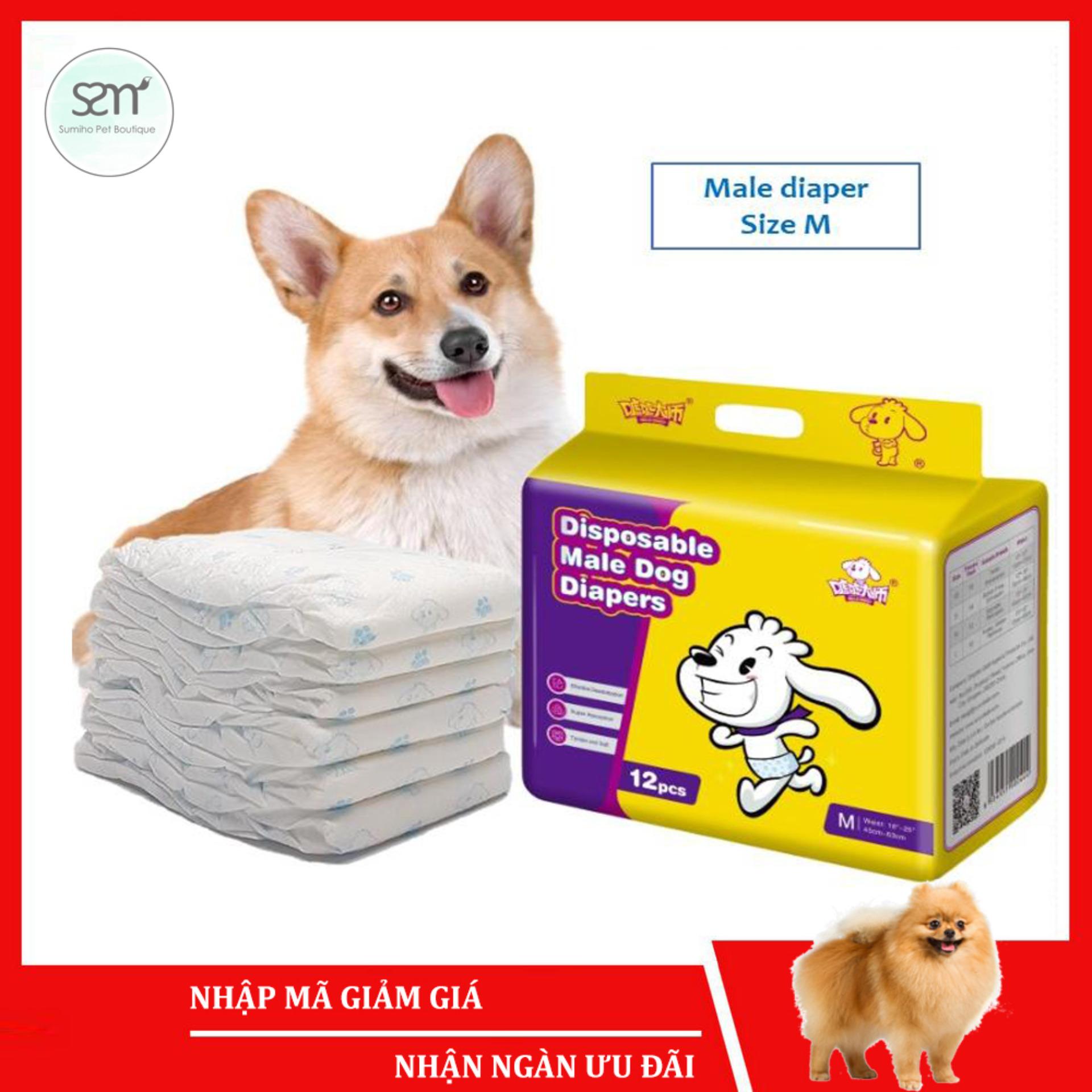 [Hoàn tiền 6%] 5 cái Bỉm vệ sinh chó mèo đực Sumiho công nghệ Ý size M cho chó 6-15Kg tã bỉm cho chó mèo thú cưng