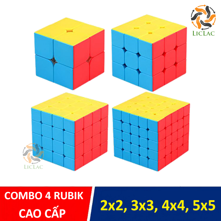 Bộ 4 Rubik Cube loại Không Viền CAO CẤP, Đồ chơi Rubik 2x2, 3x3, 4x4