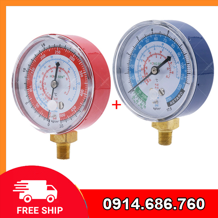Đồng hồ nạp ga CHUẨN hàng Hongsen, bộ 2 đồng hồ cao áp và thấp áp